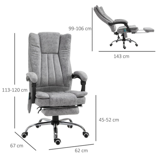 Massagesessel Bürostuhl Heizfunktion dicke Polsterung Grau, 62x67x113-120cm