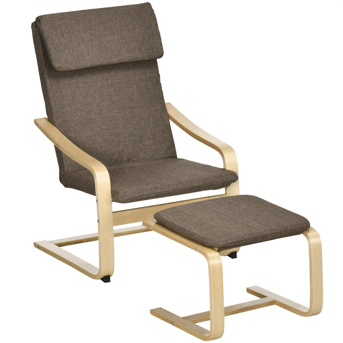 Fauteuil avec tabouret de pied ensemble de fauteuil optique en bois massif en bois massif, 66,5x80x9cm