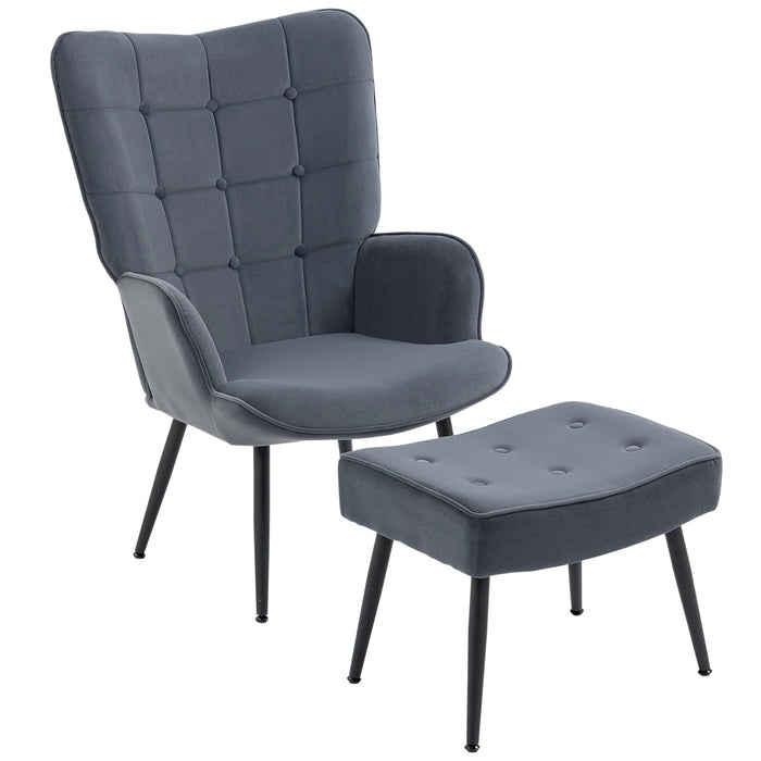 Fauteuil avec un coup de gris foncé de déchaignement ottoman, gris foncé, 71x77x99cm