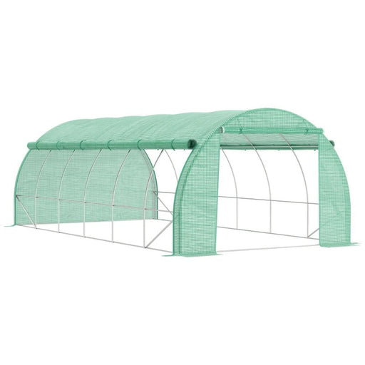 Foliengewächshaus Polytunnel 6x3x2m begehbares Gewächshaus mit aufrollbar Abdeckungen Folientunnel Treibhaus UV-Schutz Stahlrohr Grün