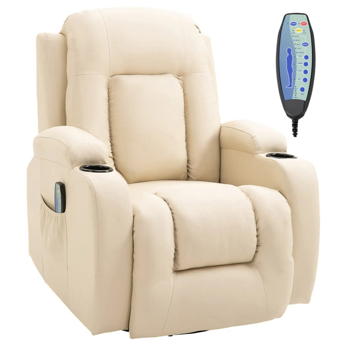 Chaise de massage, fauteuil de relaxation, fonction d'évasion, 8 points de vibration, y compris la télécommande, la crème