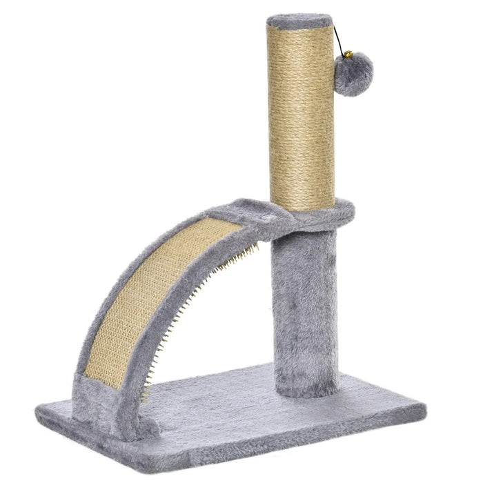 Cat Scratching Post, Tension de jute, boule suspendue avec cloche, gris, 34x24x43cm