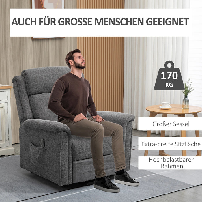 Détendez le fauteuil avec un support - Up, y compris à télécommande de support des pieds Gris en acier, 92x87x108cm