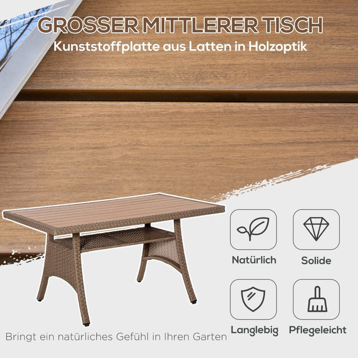 Sitzgruppe Gartenlounge für 10 Personen aus PE-Rattan 6-teilig inkl. Kissen - Braun+Khaki+Blau