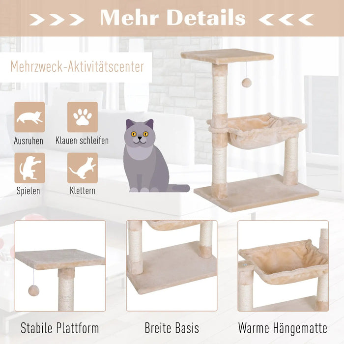 Cat Scratching Post avec sisal colonne en peluche en peluche Chipon de puce beige 50x36x70cm