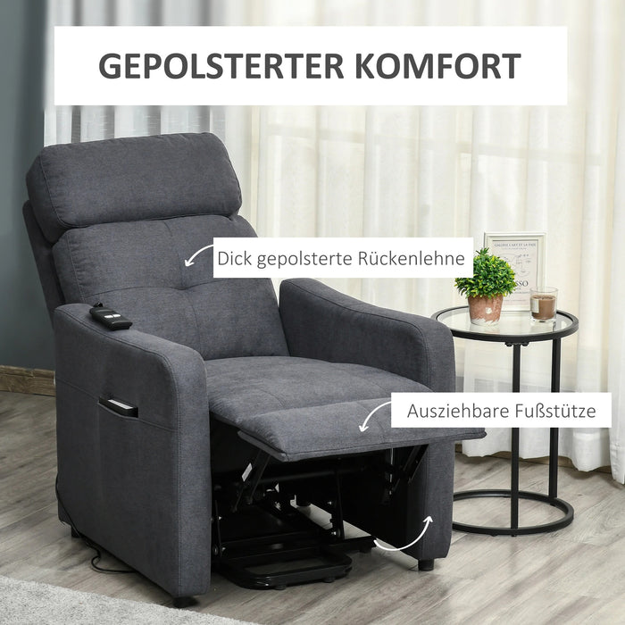 Détendez le fauteuil avec un support - Up, y compris à la télécommande, gris de repose-pied extensible, 71x94x104cm