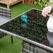 Gartentisch Glastisch Esstisch Gartenmöbel Tisch, Polyrattan+Sicherheitsglas, Grau+Schwarz, 150x85x74cm