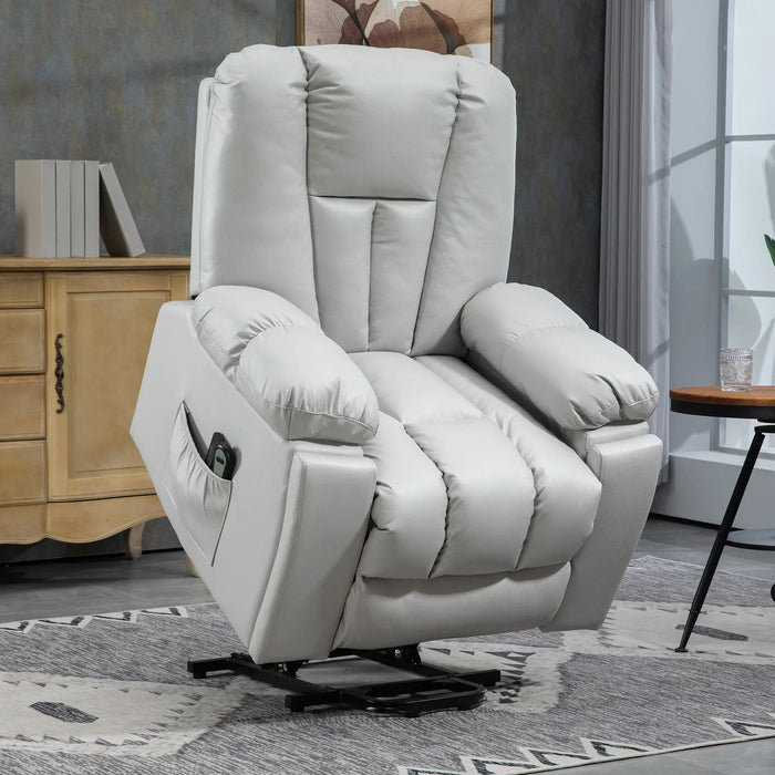 Chaise de massage relaxant fauteuil senior chaise télécommandée des poches côté gris, 94x96x106cm