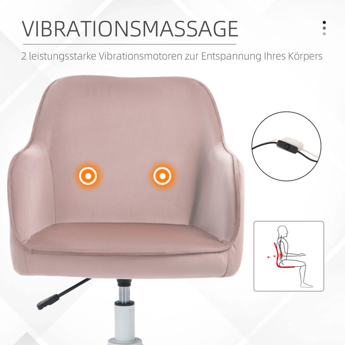 Massagestuhl Schreibtischstuhl Massagefunktion höhenverstellbar Rosa, 55x65x78-86cm