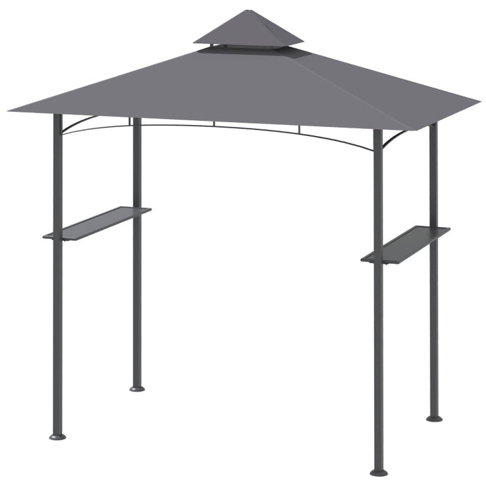 Grillpavillon Gartenzelt Grill Pavillon Balkonpavillon mit Ablagen Flammhemmendes Doppeldach Grau, 245x148x252cm