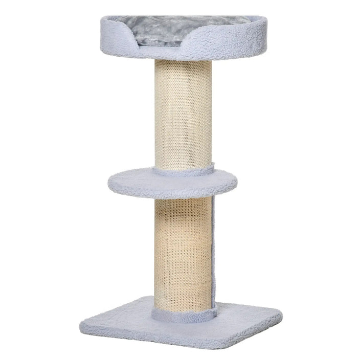 Cat Scratching Post avec plate-forme sisal en peluche bleu clair 45x45x91cm