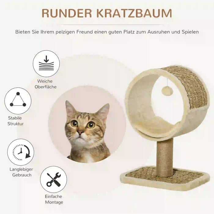 Cat Scratching Post pour un seul chat, kaki + brun clair, 40x30x56cm