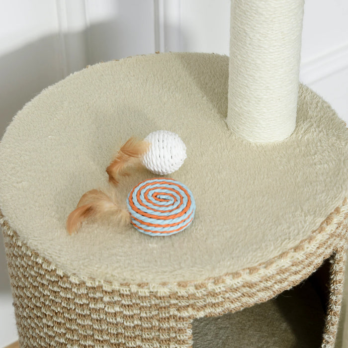 Cat Scratching Post, plates-formes de visualisation confortables, beige et café, 61x41x96cm