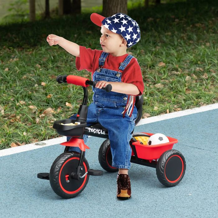 Tricycle pour enfants avec ceinture pelvienne et 2 paniers Siège réglable en hauteur pendant 2-5 ans