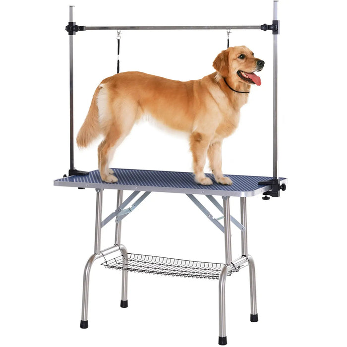 Table de soins aux animaux pliable réglable en hauteur trimtiquement, 107x60x170cm