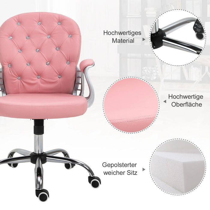 Ergonomischer Bürostuhl gepolsterte Rückenlehne Rosa, 59,5x60,5x95-105cm