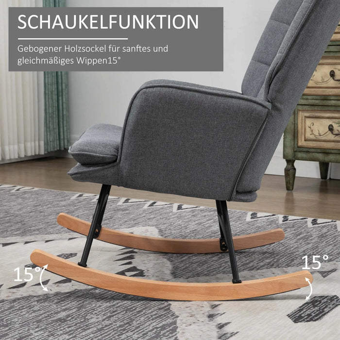 Chaise swing avec tabouret, confortable, jusqu'à 130 kg, look en lin, 64x89x90cm, gris