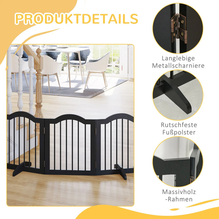 Grilles circulaires pour chiens Protection de porte en 3 parties Black Black, 154,5x61cm