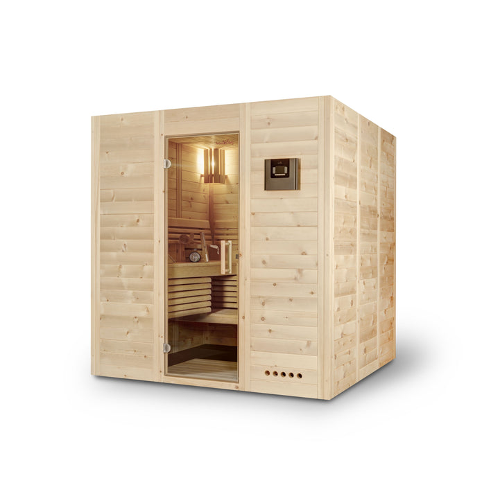 Pin de pierre suisse en bois massif sauna, Vénus "grande taille" -200x200cm jusqu'à 250x270 cm - Individuelle adaptable