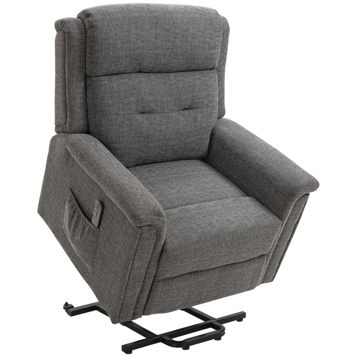 Détendez le fauteuil avec un support - Up, y compris à télécommande de support des pieds Gris en acier, 92x87x108cm