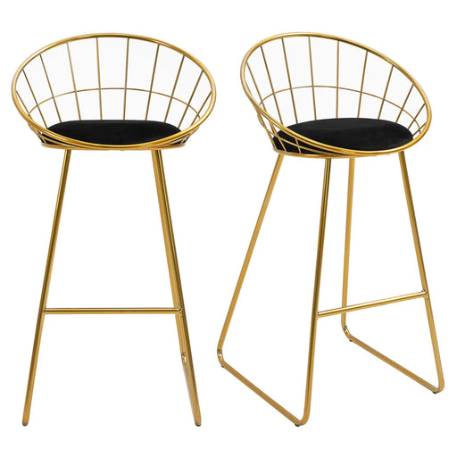 Barhocker-Set Küchenhocker mit Rückenlehne Barstuhl Bistrohocker Metall Gold & Schwarz,52,5x47x97cm