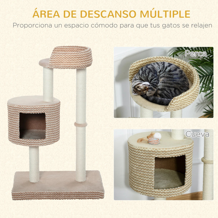 Cat Scratching Post, plates-formes de visualisation confortables, beige et café, 61x41x96cm