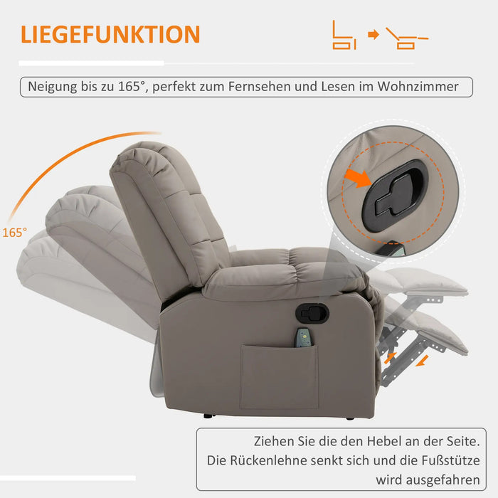 Massagesessel Elektrisch Fernsehsessel mit Liegefunktion 8 Massagepunkte 94x99x99cm