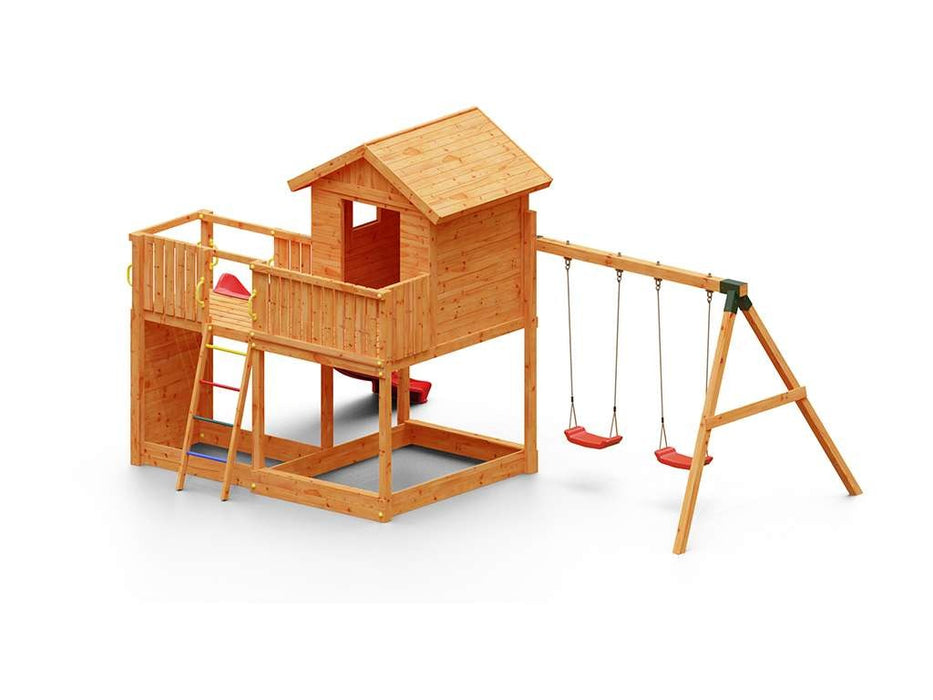 Play Tower 'Stars L', y compris le double swing et le glissement rouge, 488x332x280cm (bxtxh)