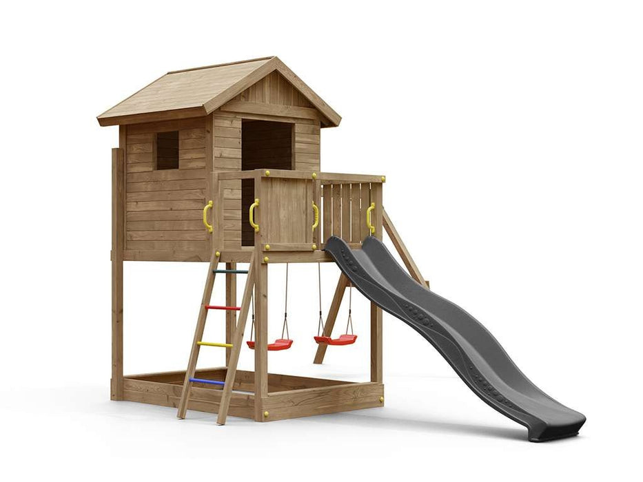 Torre da gioco 'UNIVERSE S' incl. doppia altalena e scivolo grigio, 400x489x280 cm (LxPxA)