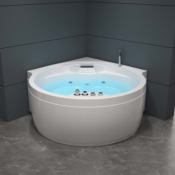 Baignoire tourbillonnante avec une cascade en lin LED SOLA - 149x149 cm