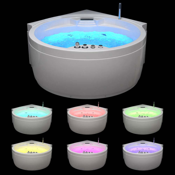 Baignoire tourbillonnante avec une cascade en lin LED SOLA - 149x149 cm