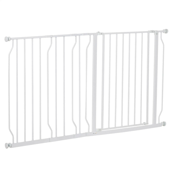 Dog door barrier in length adjustable without drilling white, 145x3x76cm