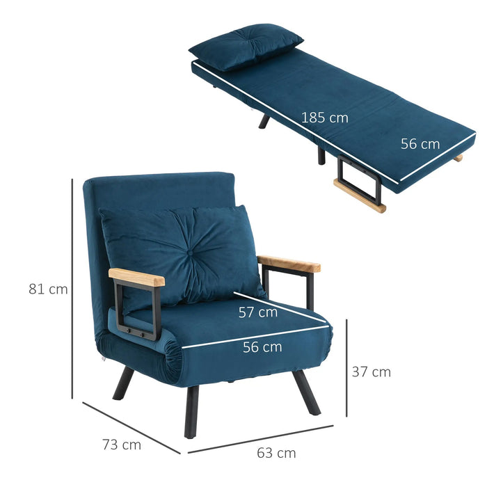 Détendez le fauteuil à Skiere Dignity Chaise de lecture de chaise de lecture comprenant un oreiller bleu, 63x73x81cm