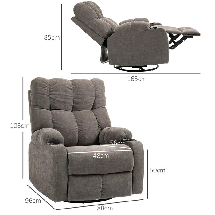 Détendez le fauteuil avec support du pied couché fauteuil rotable jusqu'à 150 kg brun clair, 88x96x108cm