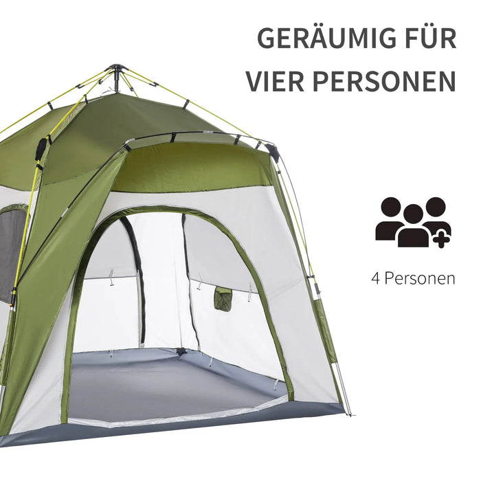 pop up zelt aufbauen Pop-up-Zelt Automatischer Aufbau Wetterfest Hydraulisch Grün + Grau, 2 — floki24