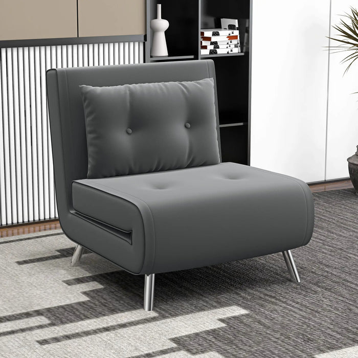 Lying chair sleeping armchair with lying function linen look dark gray, 77x88x83cm