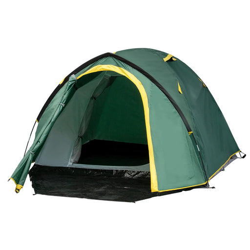 Zelt für 2 Personen 190T Campingzelt mit Heringen Glasfaser Polyester Grün + Gelb, 325x183x130cm