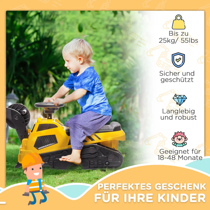 3-in-1 children's slip children's excavator Music function anti-tilt protection