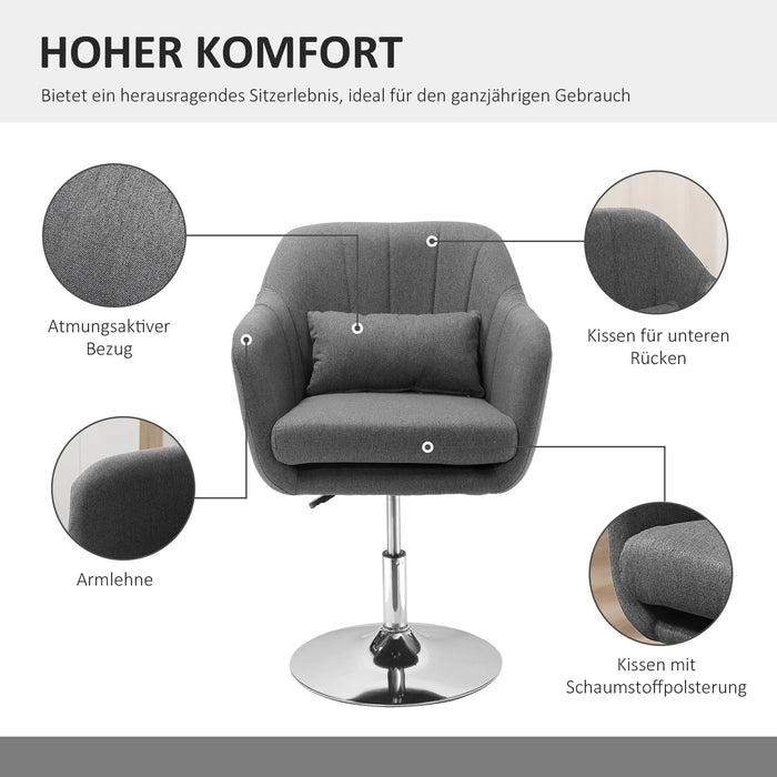 Arbeitshocker Drehhocker Barhocker Bürostuhl höhenverstellbar leinenartiges Polyester Dunkelgrau, 60x60x79-91cm