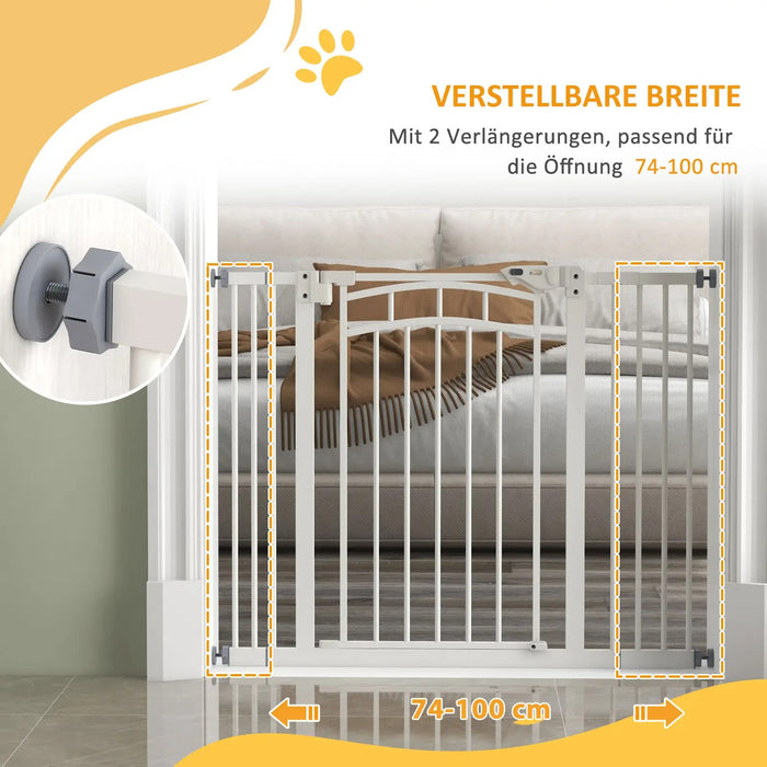 Protection d'escalier Correau Protection de chien Grille Fermeure automatique Blanc, 100x4x76cm