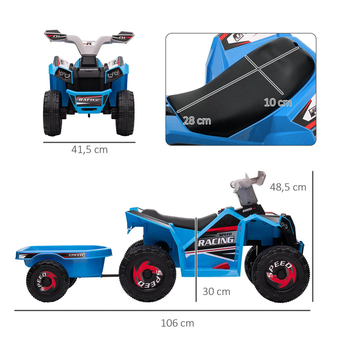 Quad pour enfants, charge, 2,5 km / h, avec pendentif, 50 minutes de trajet, pour les enfants de 1,5 à 3 ans, bleu