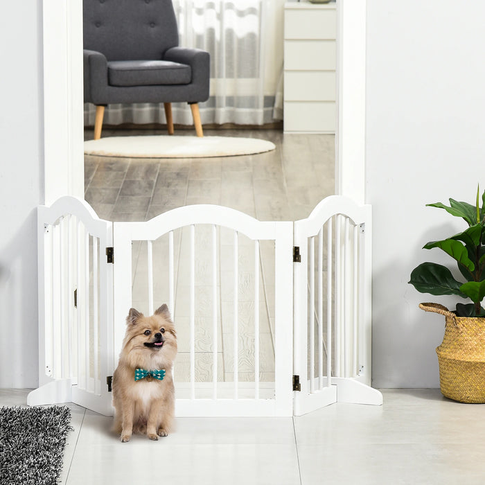 Barrière grilles pour chiens Protection de porte de la calandre pour chiens 3-parties blanc, 154,5x61cm