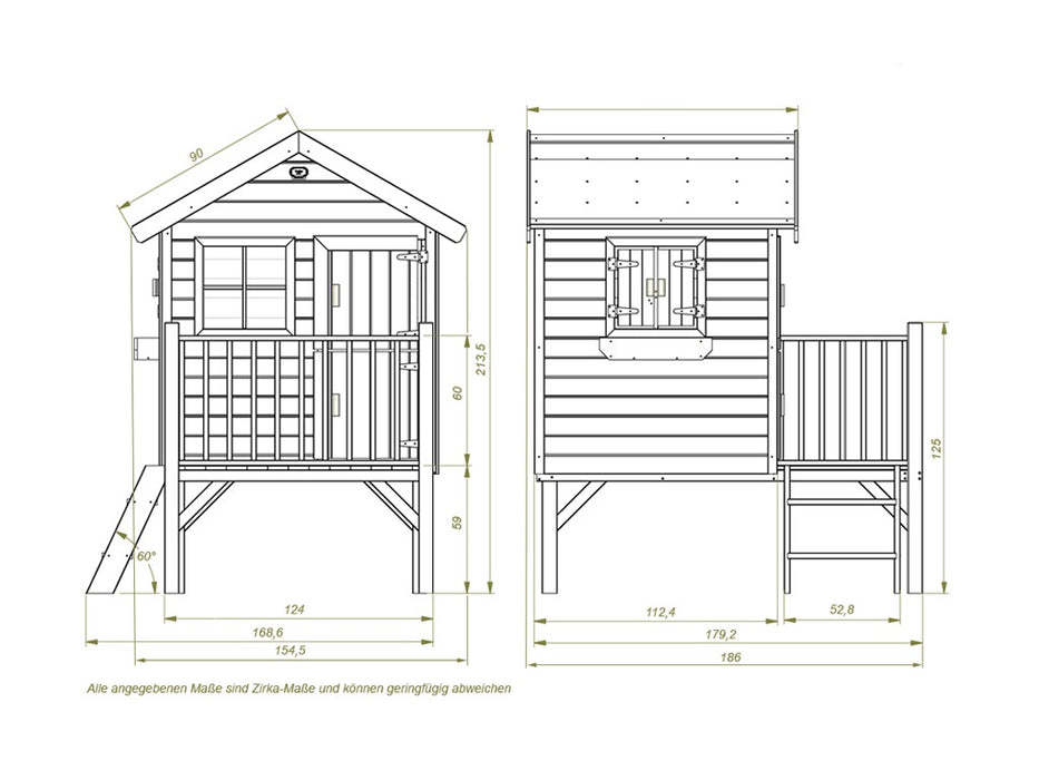 Stelzenhaus `` Laugh L '' y compris le slide bleu, 192x186x213cm (bxtxh)