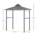 Grillpavillon Gartenzelt Grill Pavillon Balkonpavillon mit Ablagen Flammhemmendes Doppeldach Grau, 245x148x252cm