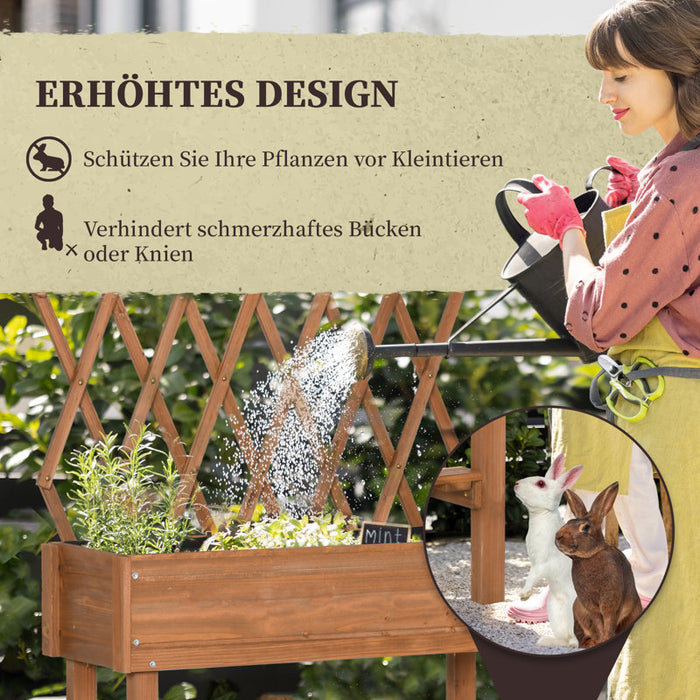 Hochbeet Mit Rankgitter, Blumenkasten Mit Ablage, Pflanzkübel Mit Rollen
