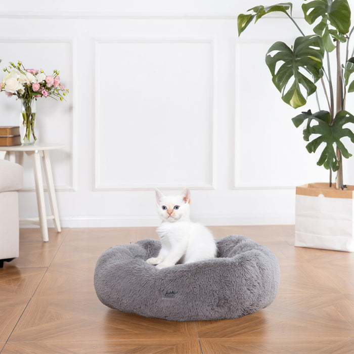 Lit pour animaux de compagnie lit de chien lit de chat 60x60cm beignet s - gris