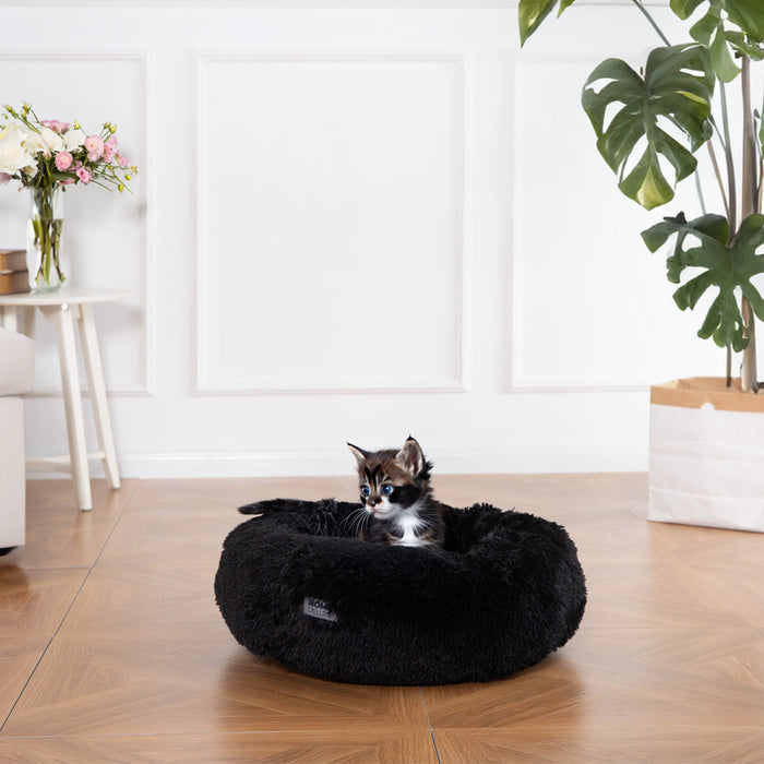 Lit de lit pour animaux de compagnie lit de chat lit 60x60cm beignet s - noir