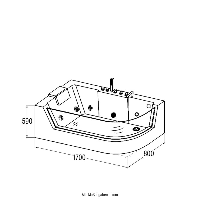 Whirlpool bathtub infinity (right) Coloring therapy - 170x80cm