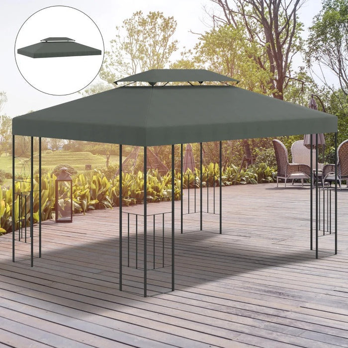 Ersatzdach Pavillondach für Metallpavillon Gartenpavillon Partyzelt Gartenzelt Polyester, 3x4m, Dunkelgrau