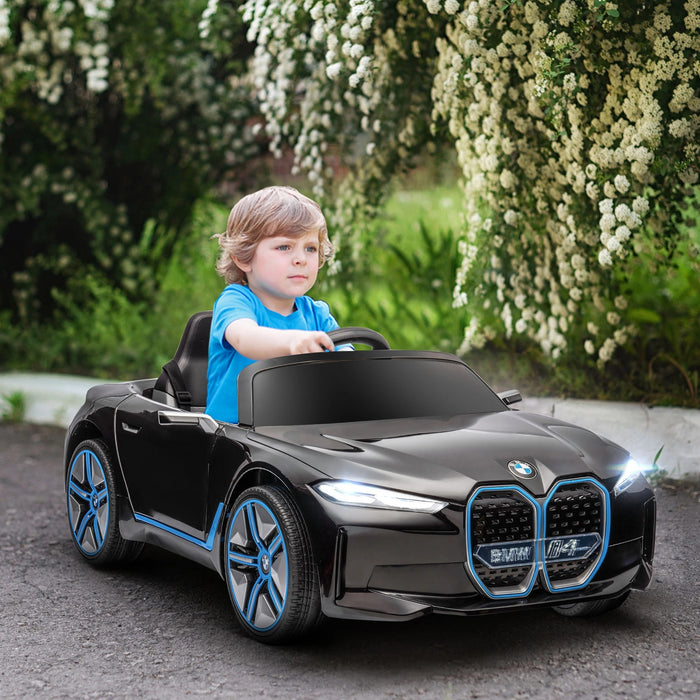 Voiture pour enfants, batterie rechargeable, 3-5 km / h, avec télécommande, joueur multimédia, noir